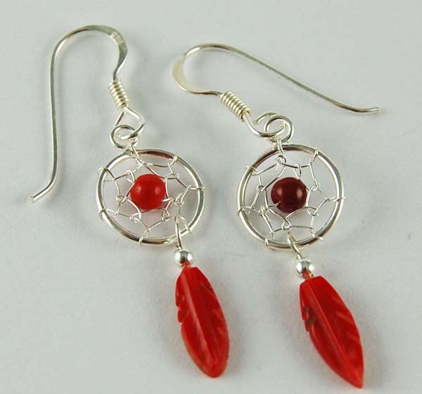 Earring Silver Dc Red 10mm