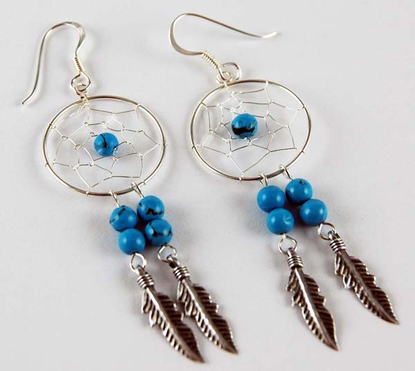 Earring Silver Dc Turq 20mm