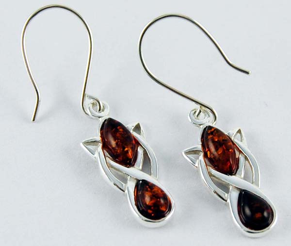 EARRING AMBER OVAL COGNAC