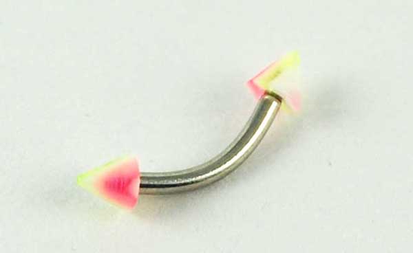 Body Piercing Eye Brow Bar Spikey Pink  3pcs