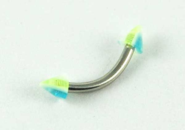 Body Piercing Eye Brow Bar Spikey Blue 3pcs
