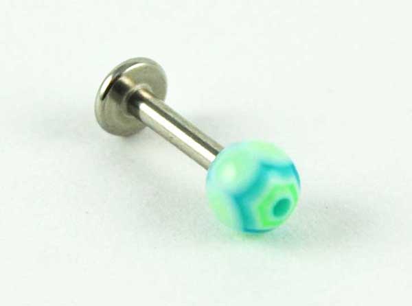 Body Piercing Labret With Web Design Ball Pale Blue  3pcs