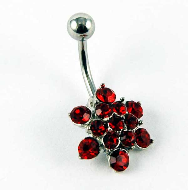 Body Piercing Banana Bar Flower Ruby