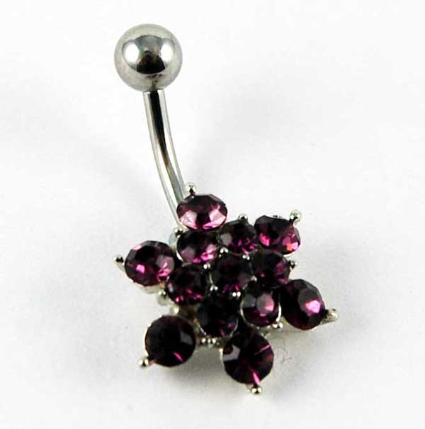 Body Piercing Banana Bar Flower Amethyst
