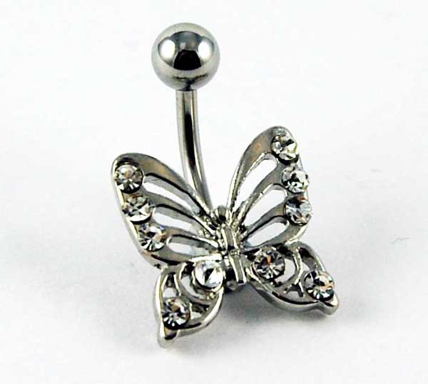 Body Piercing Banana Bar Butterfly Clear
