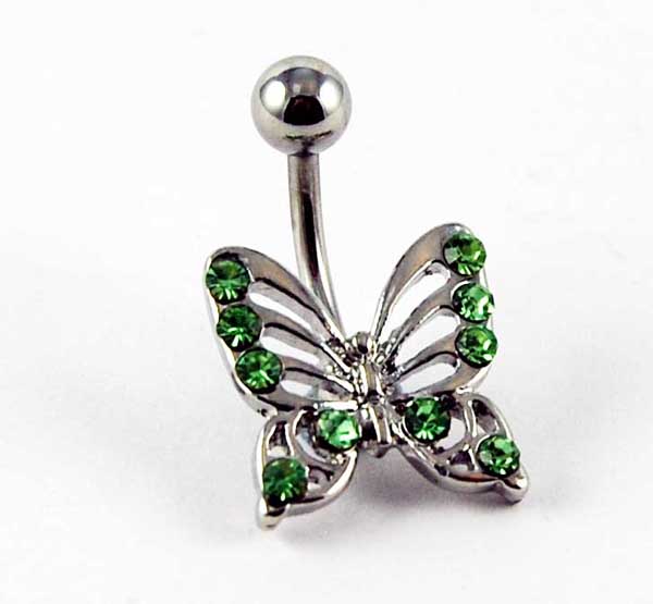 Body Piercing Banana Bar Butterfly Peridot