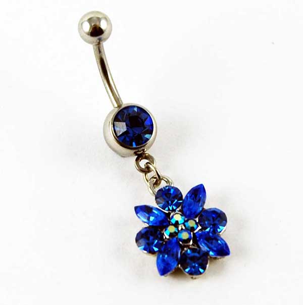 Body Piercing Banana Bar Flower Sapphire