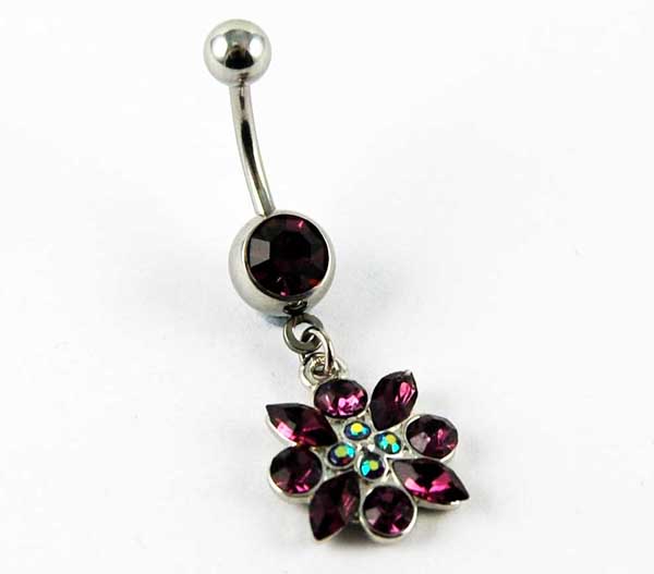 Body Piercing Banana Bar Flower Amethyst