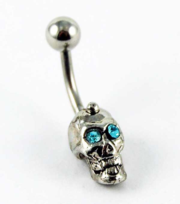 Body Piercing Banana Bar Skull Aqua