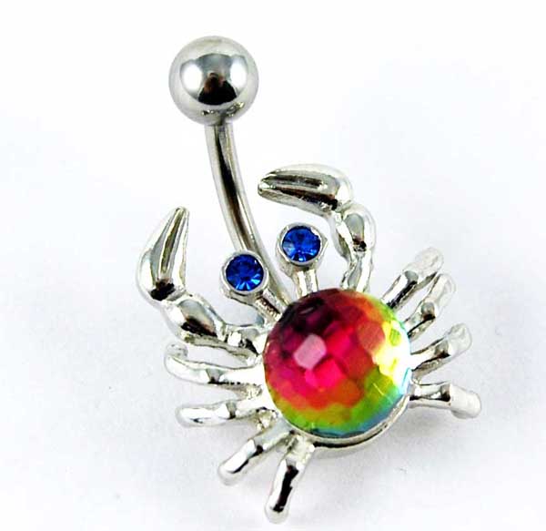 Body Piercing Banana Bar Crab Sapphire