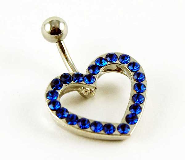 Body Piercing Banana Bar Heart Sapphire