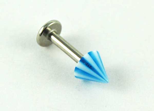Body Piercing Labret With Spike Blue 3pcs