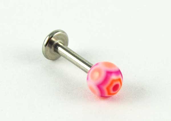 Body Piercing Labret With Web Design Ball Pink And Purple 3pcs