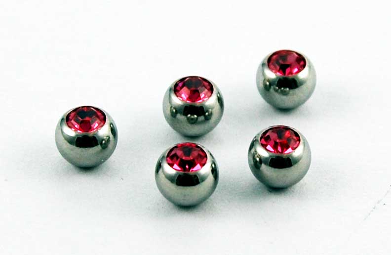 Body Piercing Jewelled Ball Pink 6mm 5pcs  50694