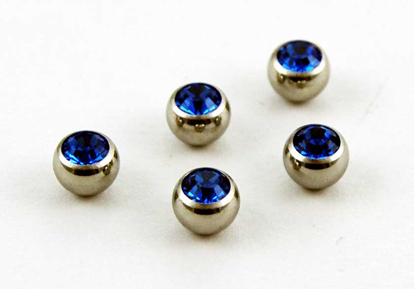 Body Piercing Jewelled Ball Sapphire 6mm 5pcs  50694