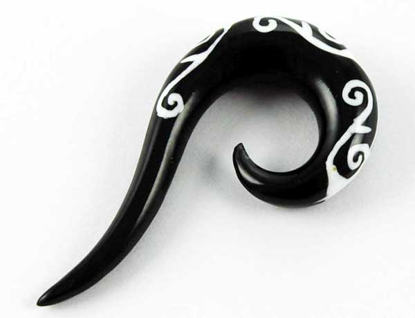 Body Piercing Expander Horn With Tattoo 8mm