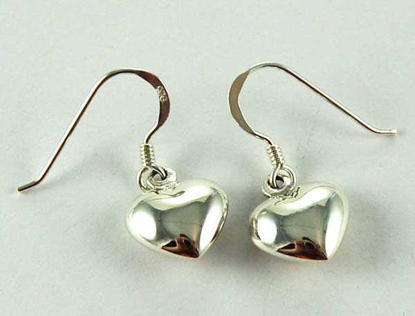 Earring Silver Plain Heart 10x11mm