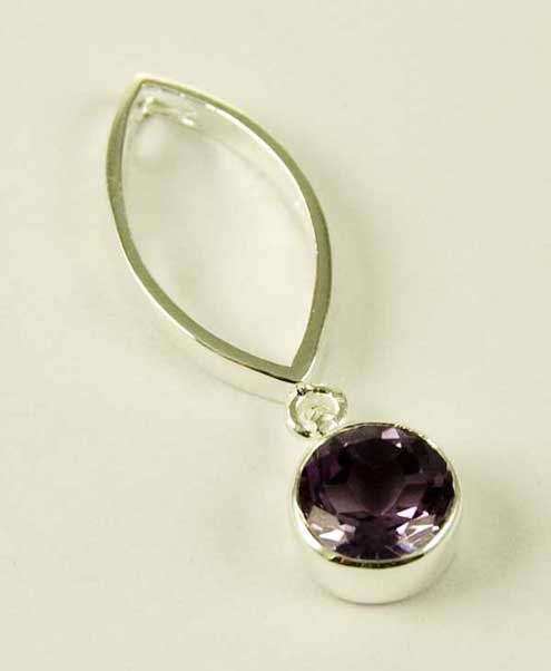 Pendant And Earring Set Silver Fancy Circle Drop Amethyst