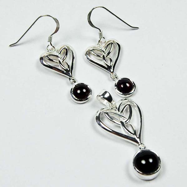 Pendant And Earring Set Silver Celtic Heart With Circle Stone Dr