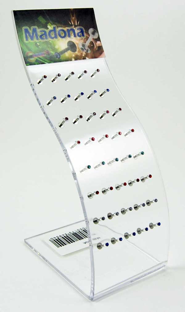 Body Piercing Barbell Madona Mixed Colour Small Plain Stones 40