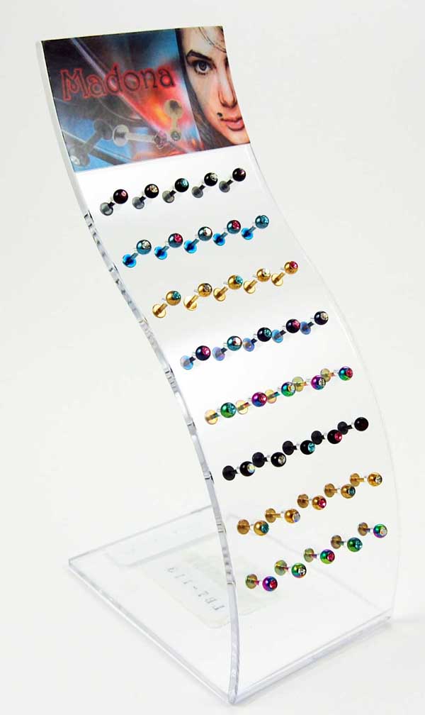 Body Piercing Barbell Madona Mixed Colour  Plain Ball Stones 40