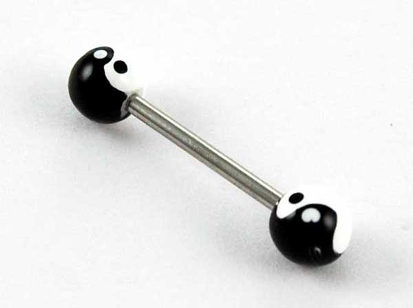 Body Piercing Tongue Bar Ying Yang