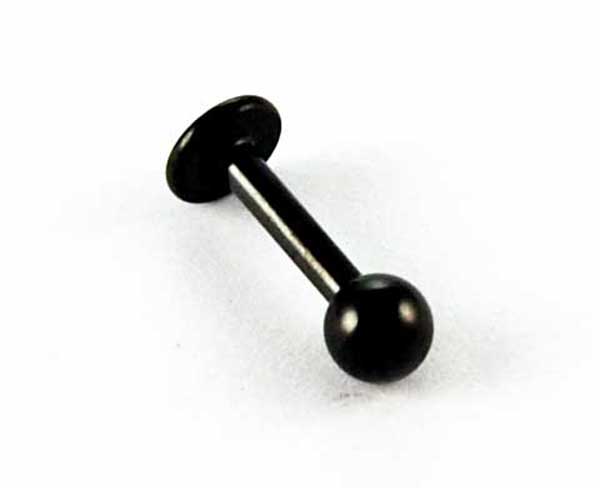 Body Piercing Labret With Ball Black 4x8x1.6mm Titanium Anodized