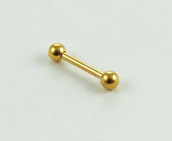 Body Piercing Eyebrow Bar Gold Ball Ends 3x8x1.2mm