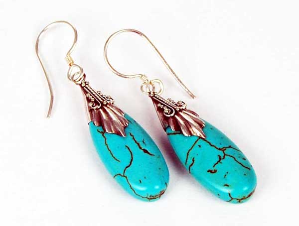 Earring Silver Drop Turquoise