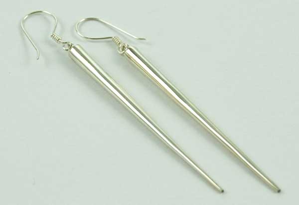 Earring Silver Plain Line Drop