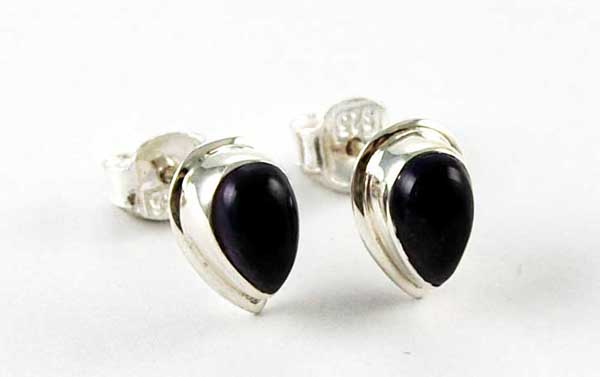 Earring Silver Oval Rim Amethyst