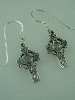 Silver Earring  Celtic Cross 925 Sterling Silver