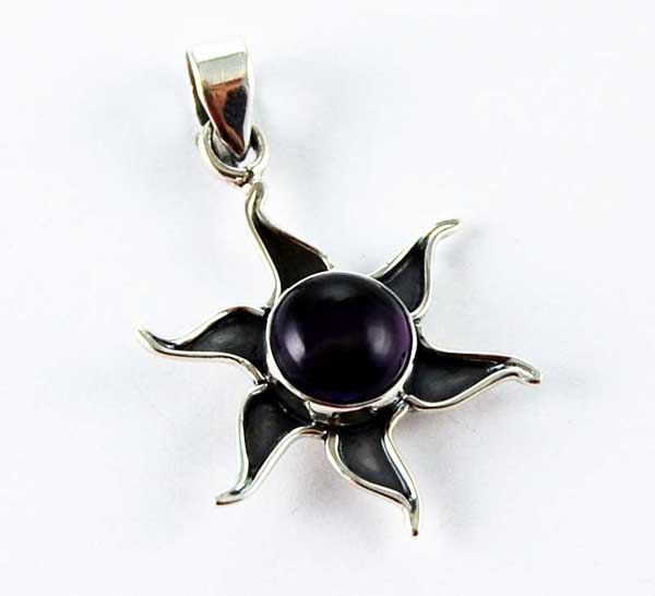 Pendant Silver Sun Amethyst