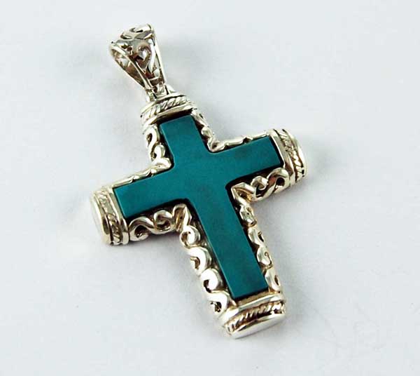 Pendant Silver Cross Turquoise