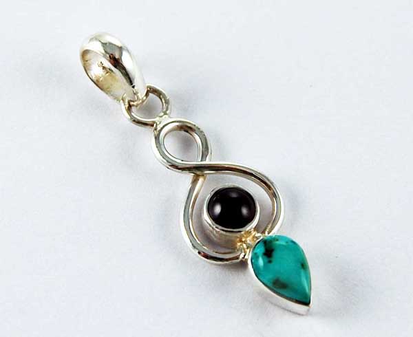 Pendant Silver Knot With Stone Turquoise And Amethyst
