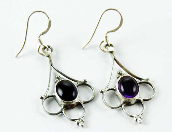 Earring Silver Fancy Drop Amethyst