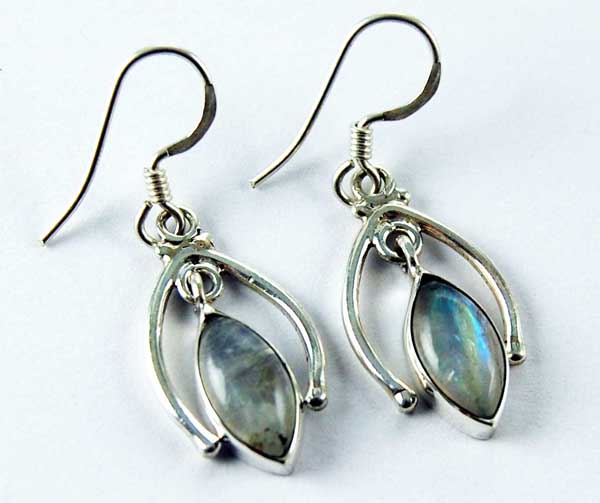 Earring Silver Drop Inset Moonstone