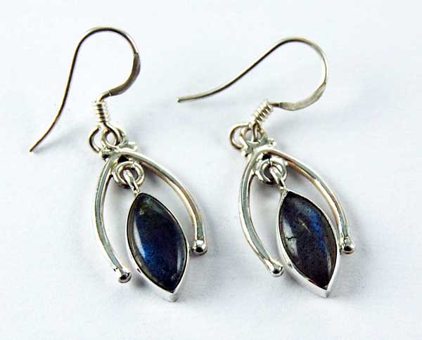 Earring Silver Drop Inset Labrodite