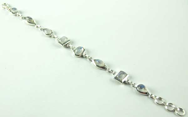 Bracelet Silver Shaped Links Moonstone