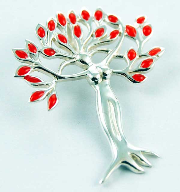 Pendant Silver Lady Tree Red