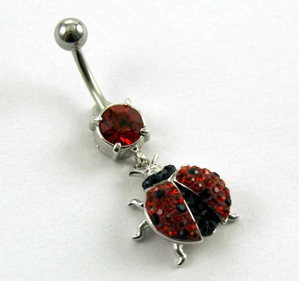 Body Piercing Banana Bar Ladybird Red And Black