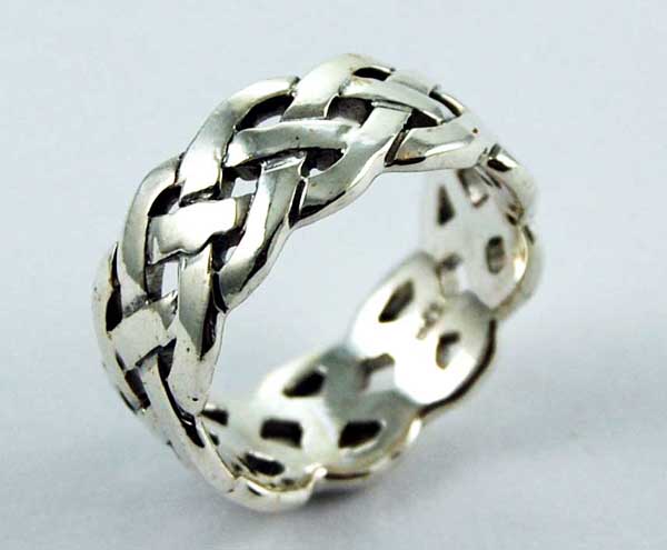 Ring Silver Band Celtic Knots Cut Wide