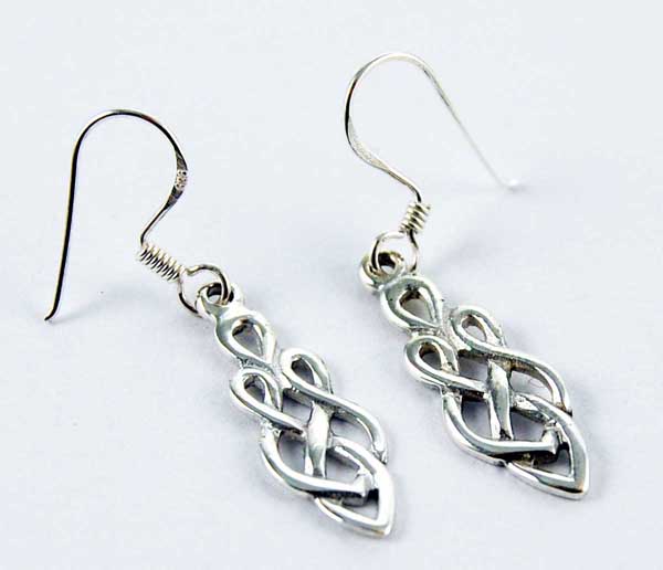 Earring Silver Celtic Weave Drop Cut