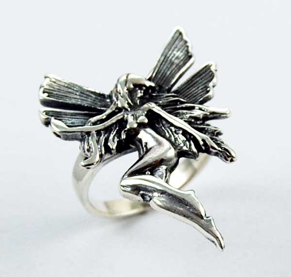 Ring Silver Winged Fairy In Pose