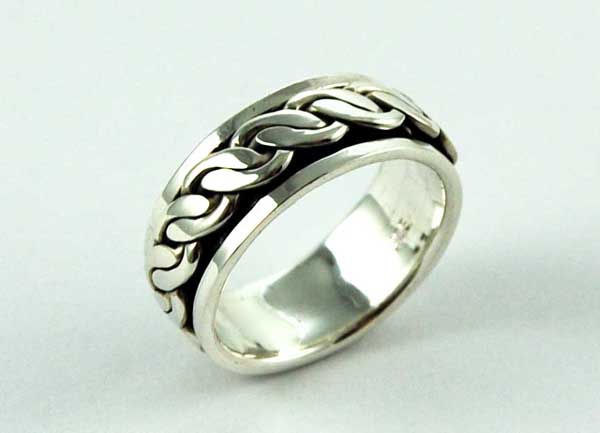 Ring Silver Band Rope Twist Centre