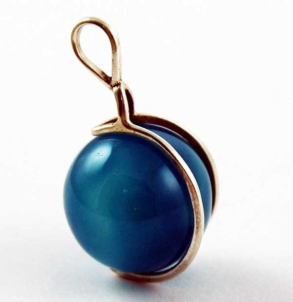 Pendant Silver Ball Blue Banded Agate