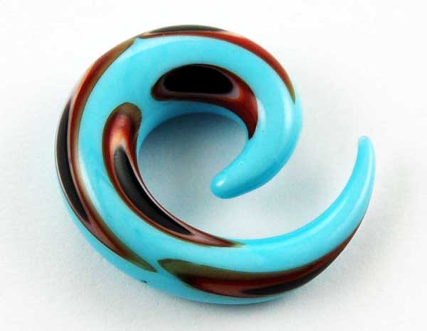 Body Piercing Stretcher Claw Glass 11mm Blue And Green With Glit