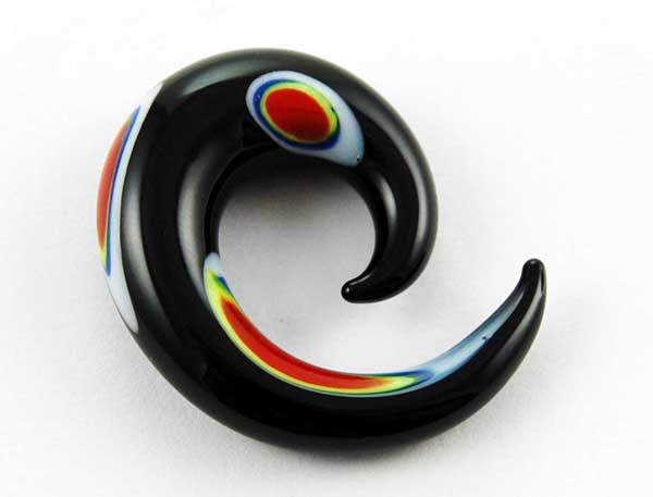 Body Piercing Stretcher Claw Glass 11mm Black Multi