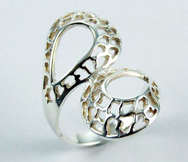 Ring Silver Double Cut Overlap