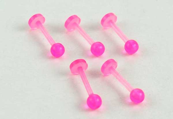 Body Piercing Labret Pink 5pcs 1.2mmx8/10mm